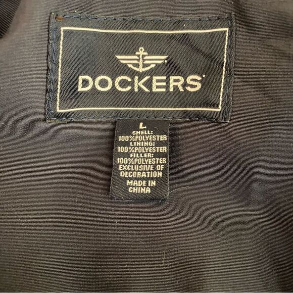 Dockers Full Zip Navy Jacket for Men Size Large Weatherproof with Pockets - Picture 3 of 4